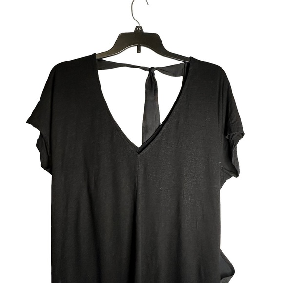 Lou & Grey Women's Black Linen Blend Tie Back Pockets Shift Dress Small *Pinhole - Picture 3 of 10